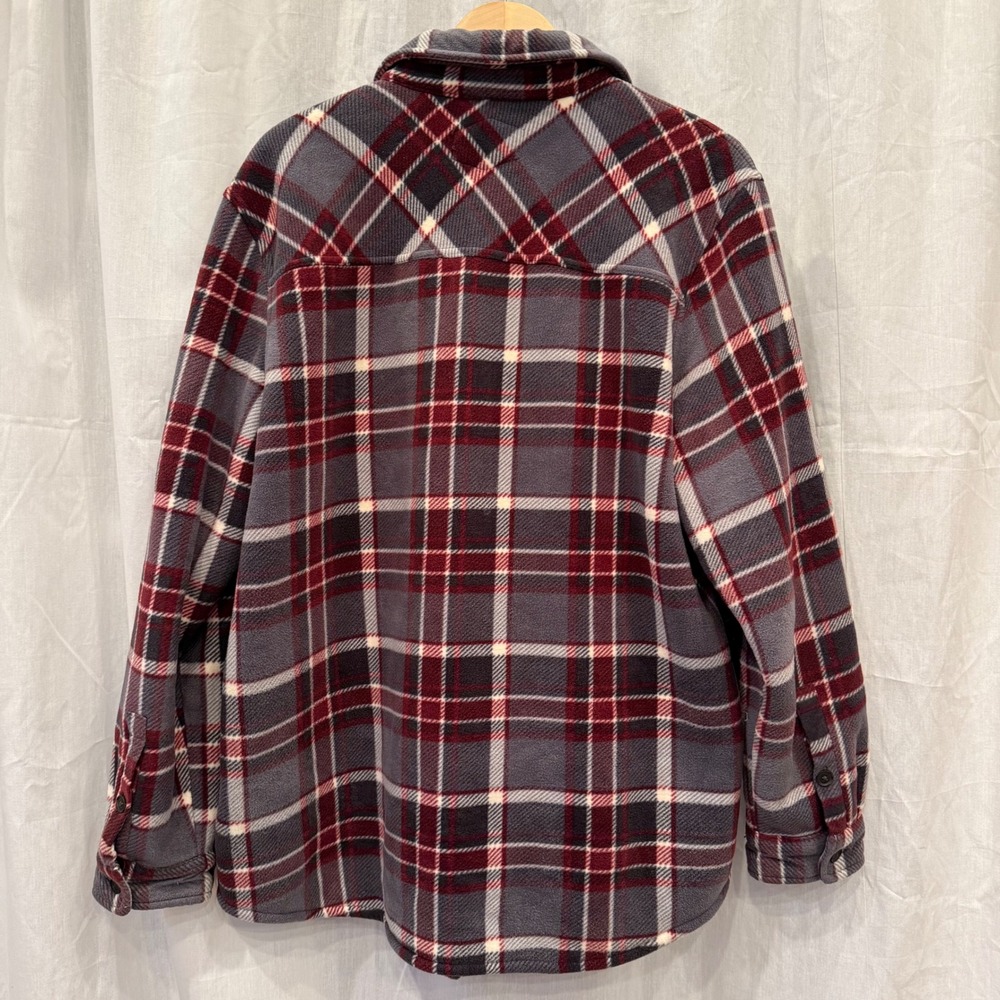 Freedom Foundry Mens Sherpa Lined Fleece Flannel Shirt Jacket Grey Plaid XL - Picture 2 of 5